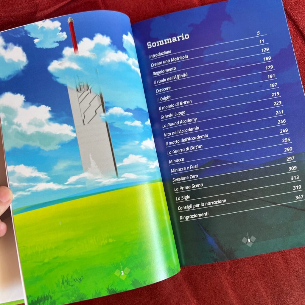 Il sommario del manuale di Knights of the Round: Academy