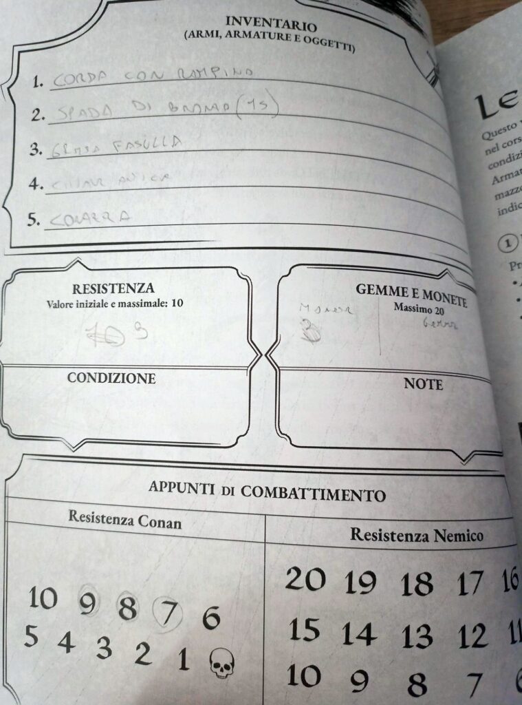 La scheda Personaggio de Il Sangue del Barbaro