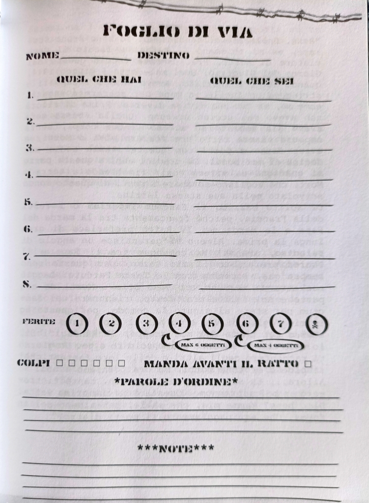 Il foglio di Via (la scheda personaggio)