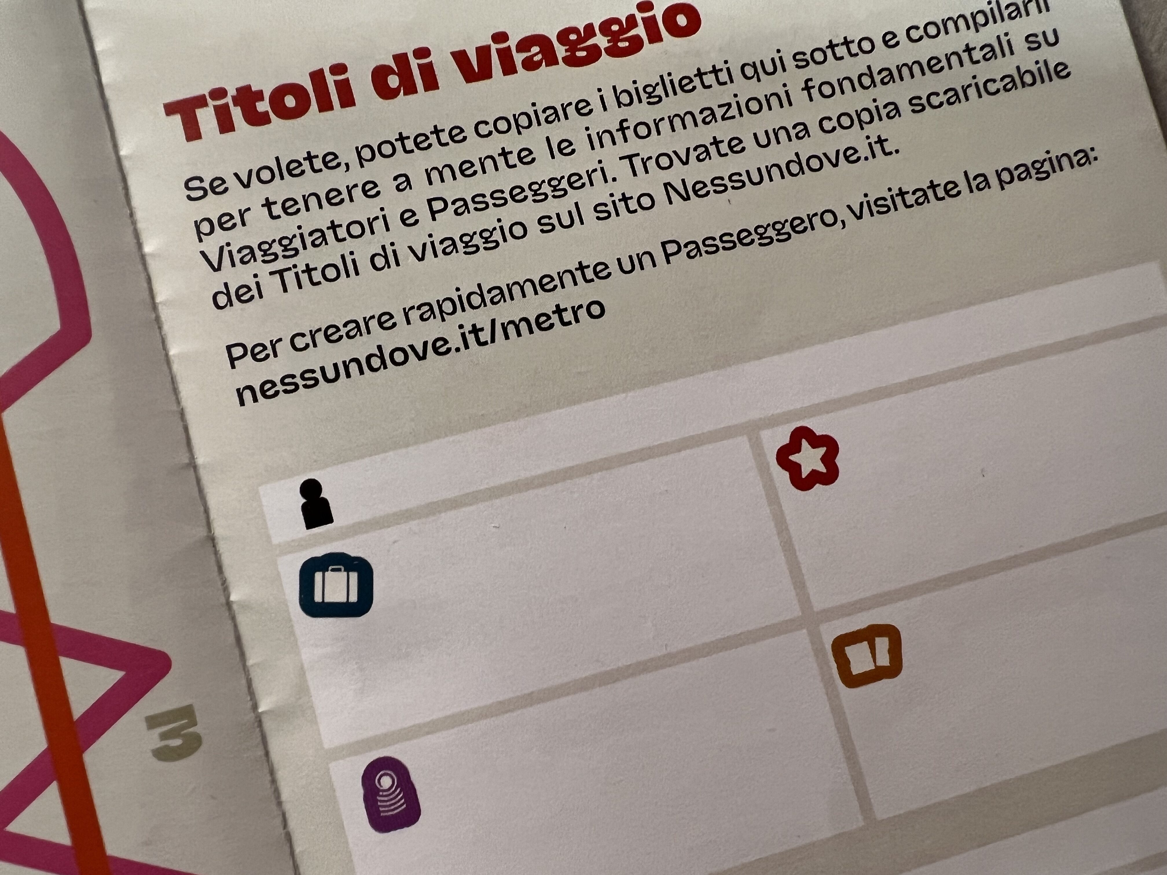 Chi ha bisogno di una "scheda del personaggio" dentro ad una metropolitana? E' un "Titolo di viaggio" quello che serve!