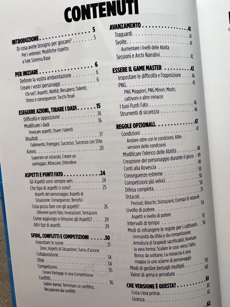 Sommario piuttosto fitto dato il numero di pagine...