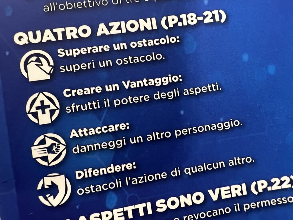 Le 4 Azioni con rispettive icone