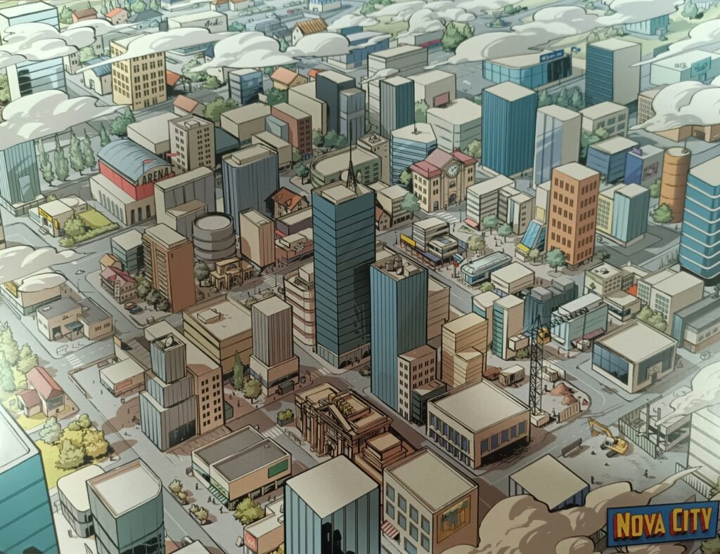 La mappa di Nova City in Unlock! Supernatural Adventures