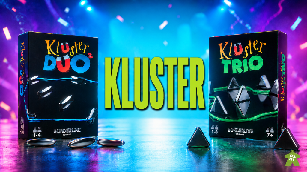 Kluster DUO e Kluster Trio reinterpretano il party game magnetico originale con componenti e dinamiche differenti.